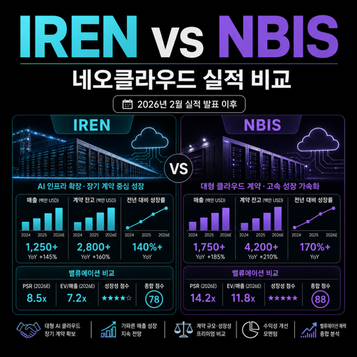 IREN vs NBIS 네오클라우드 실적 비교 블로그 썸네일