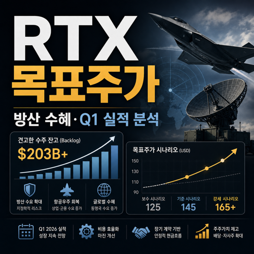 RTX 코퍼레이션(RTX) 주식 분석 – Q1 2026 실적 발표, 방산 수혜주 목표 주가