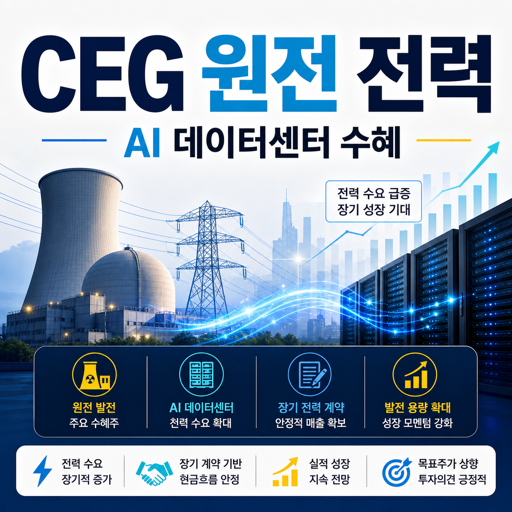 콘스텔레이션 에너지(CEG) 원전 전력 수혜주? AI 데이터센터 전력 수요 분석 1 콘스텔레이션 에너지 CEG 원전 전력 AI 데이터센터 수혜 주가 전망 블로그 썸네일